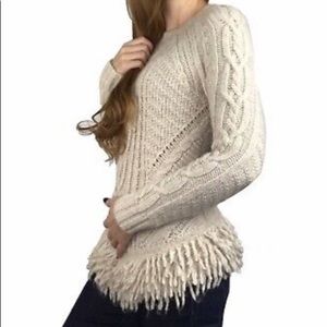 Italian Yarn, Irish Braid Fisherman Fringe Sweater
